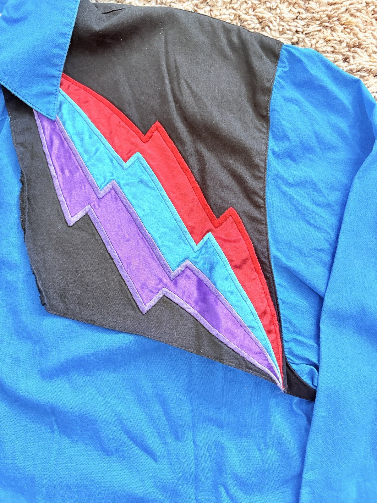 Vtg Wrangler Bowie Style Satin Lightning Bolt Western Shirt Womens Medium