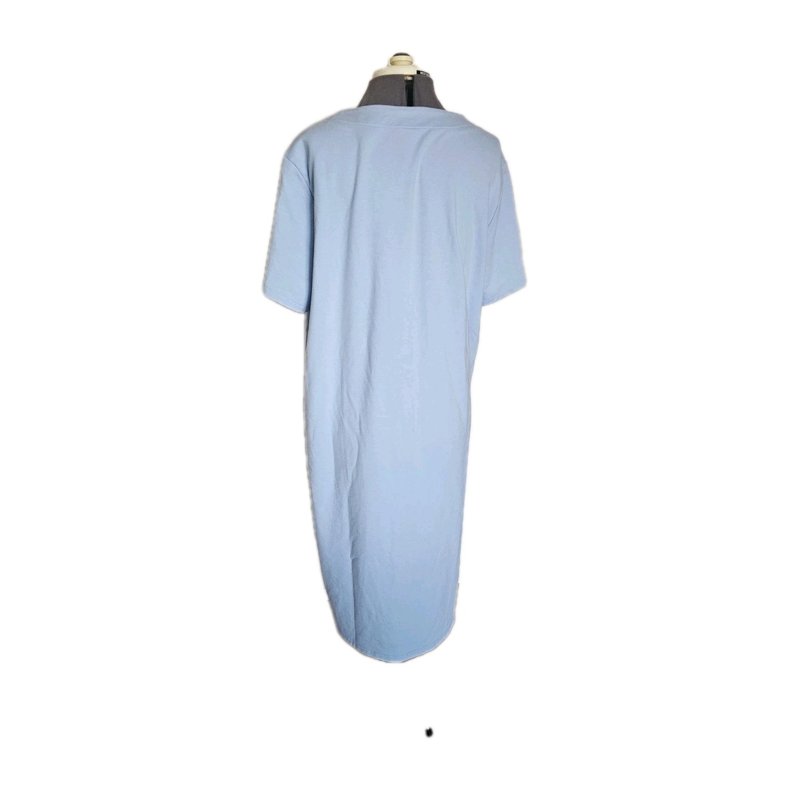Blair Night Robe Large Blue Zipper Short Sleeve Pockets Vtg
