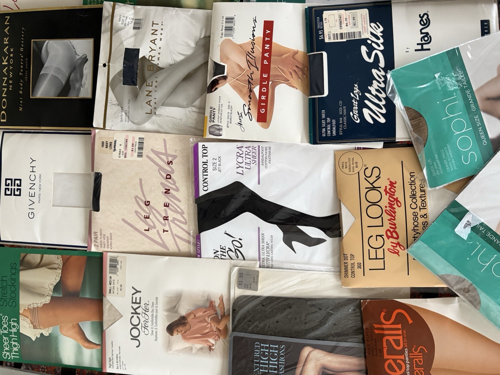Lot of 27 Pairs of Vintage Pantyhose And Thigh High Mixed Colors Sizes Styles