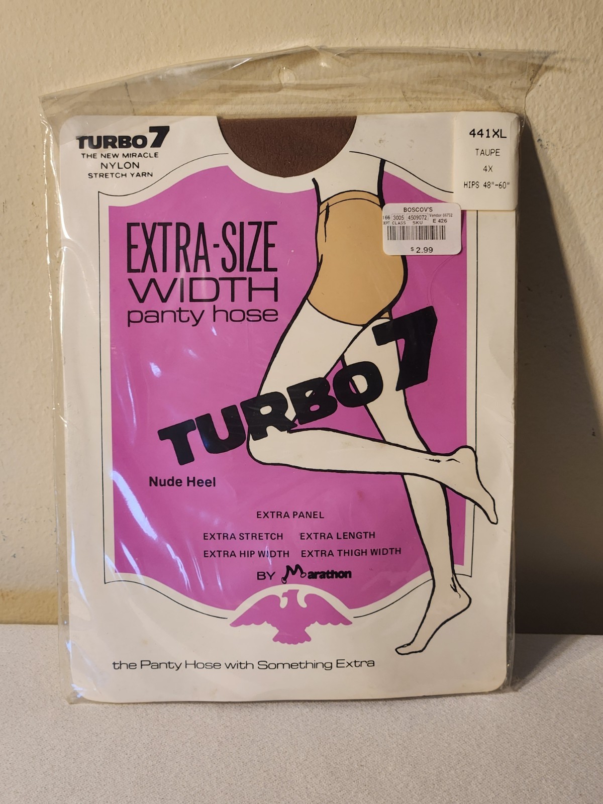 Vintage Marathon Turbo 7 Women’s Nylon Size 4X Hips 48″-60″ Taupe Sealed Package