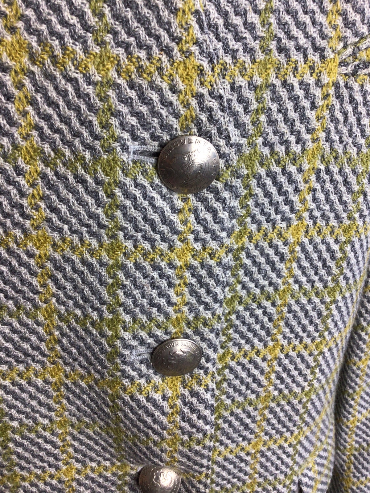 Vintage Harve Benard Green & Plaid Four Button Jacket 100% Wool 8
