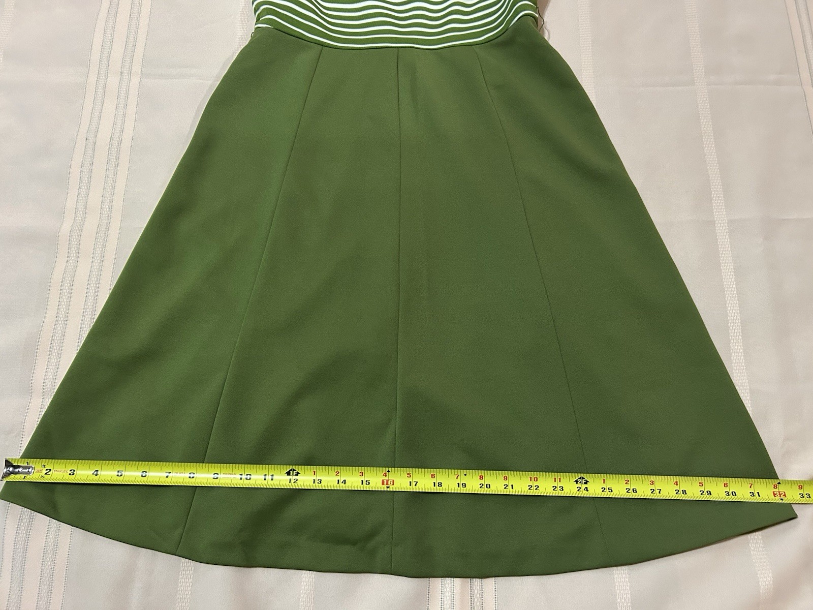 Vintage 60s Dress Avocado Green Striped Nardis Of Dallas Mod Preppy Mad Men