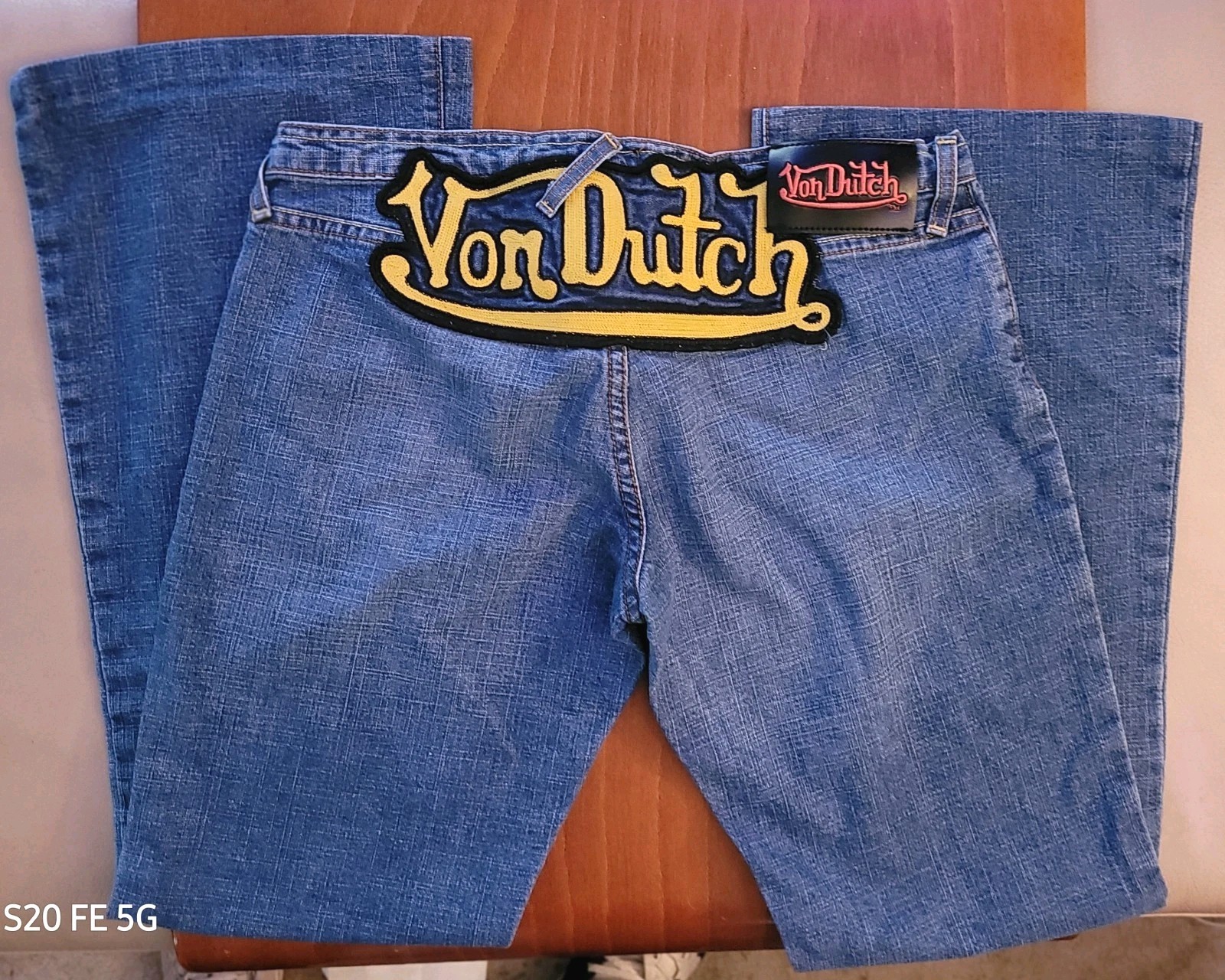 RARE Y2K Von Dutch Sz 29 Vintage Back Patch 90’s Jeans Distressed Wide Leg