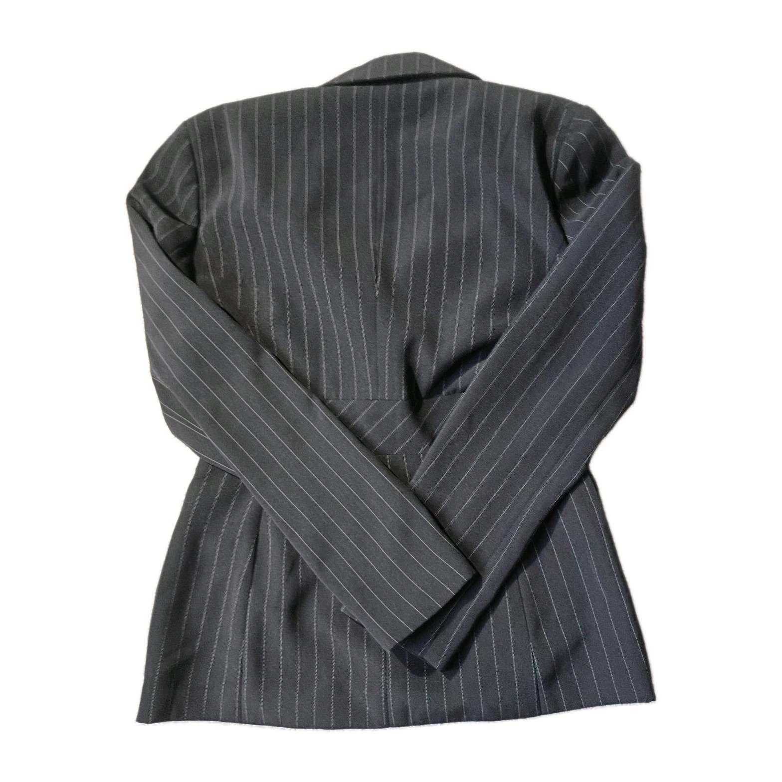 Moda International Pinstripe Blazer Jacket Black Size 4 Career Office Vintage