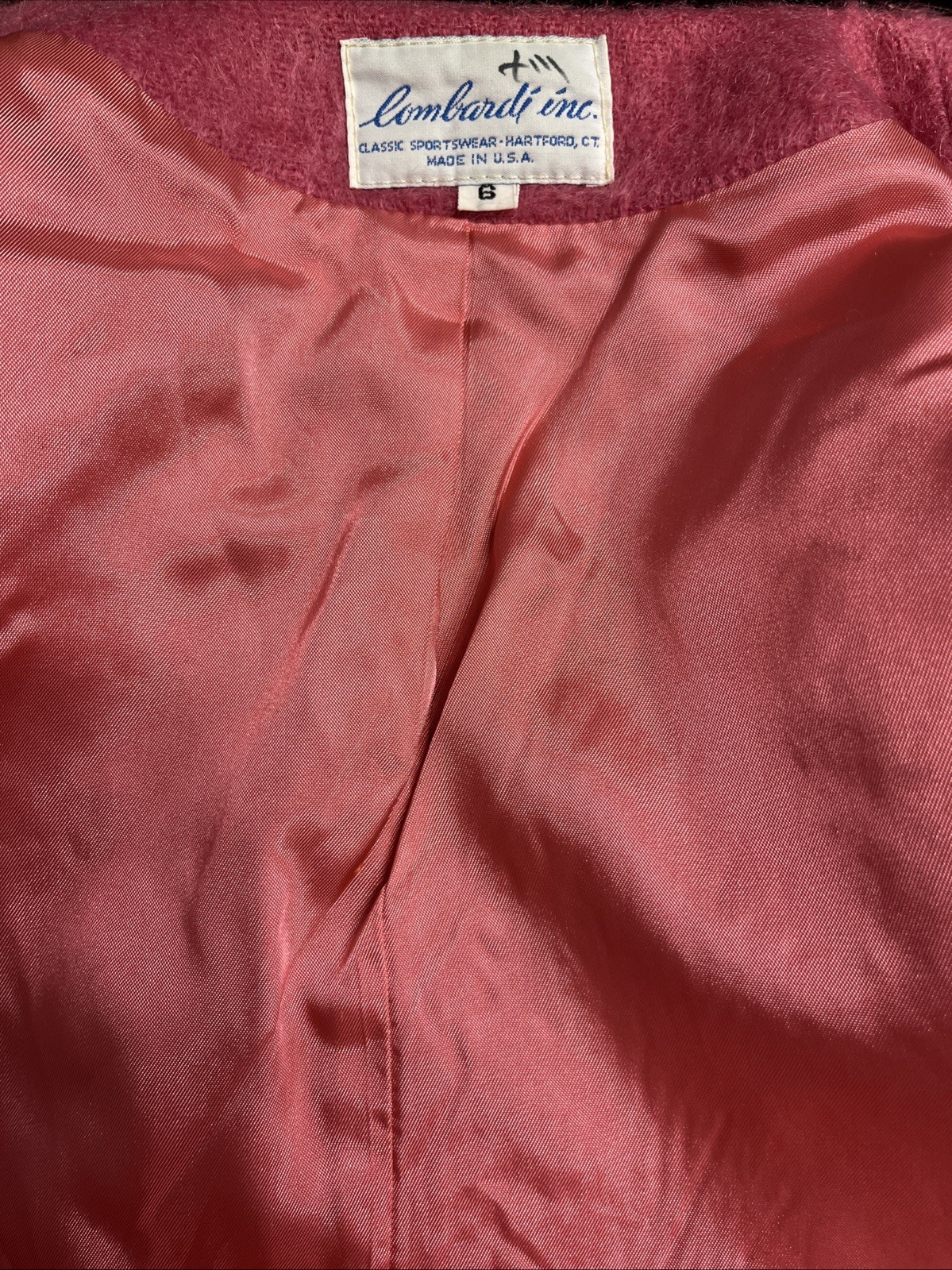 Vintage 70s/80s Lombardi Mohair Jacket Womens Medium Pink Fuzzy Lined Tailored