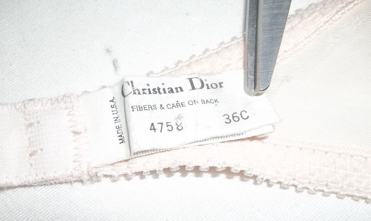 Vintage Rare Christian Dior Intimates 4758 Pink Lace Bra sz 36C Made in USA