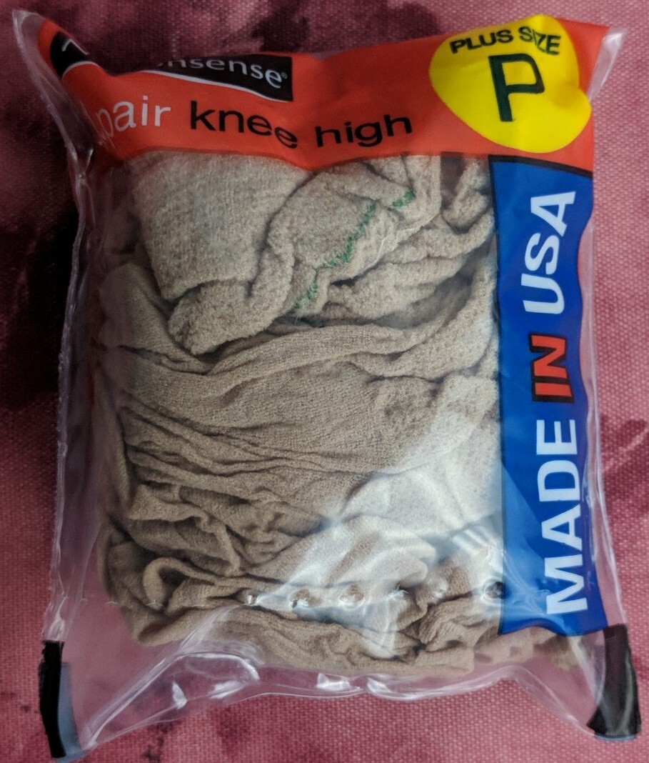 No nonsense 1 Pair Knee High Plus Size P Nude Made in USA New