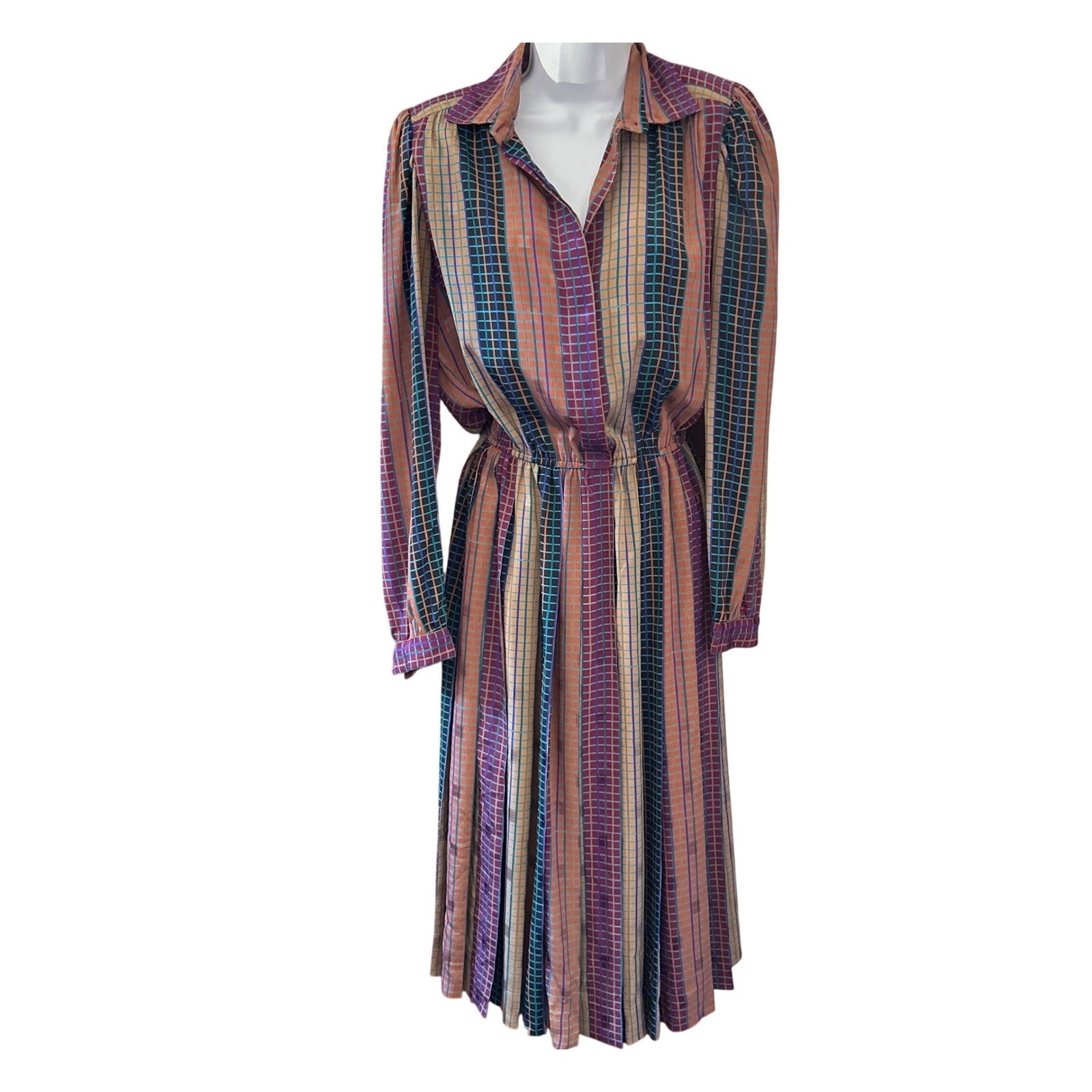 80s Liz Claiborne Midi Dress Secretary Retro Librarian Geometric Dark Academia