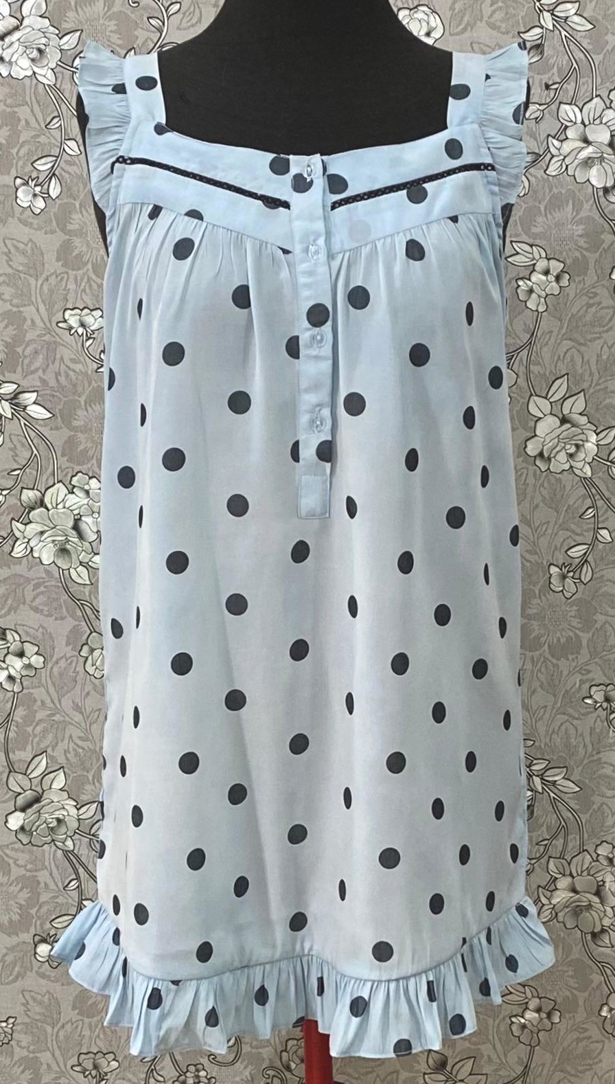 SoieRose Dusty Blue Satin Victorian Ruffle Nightgown SR-1255