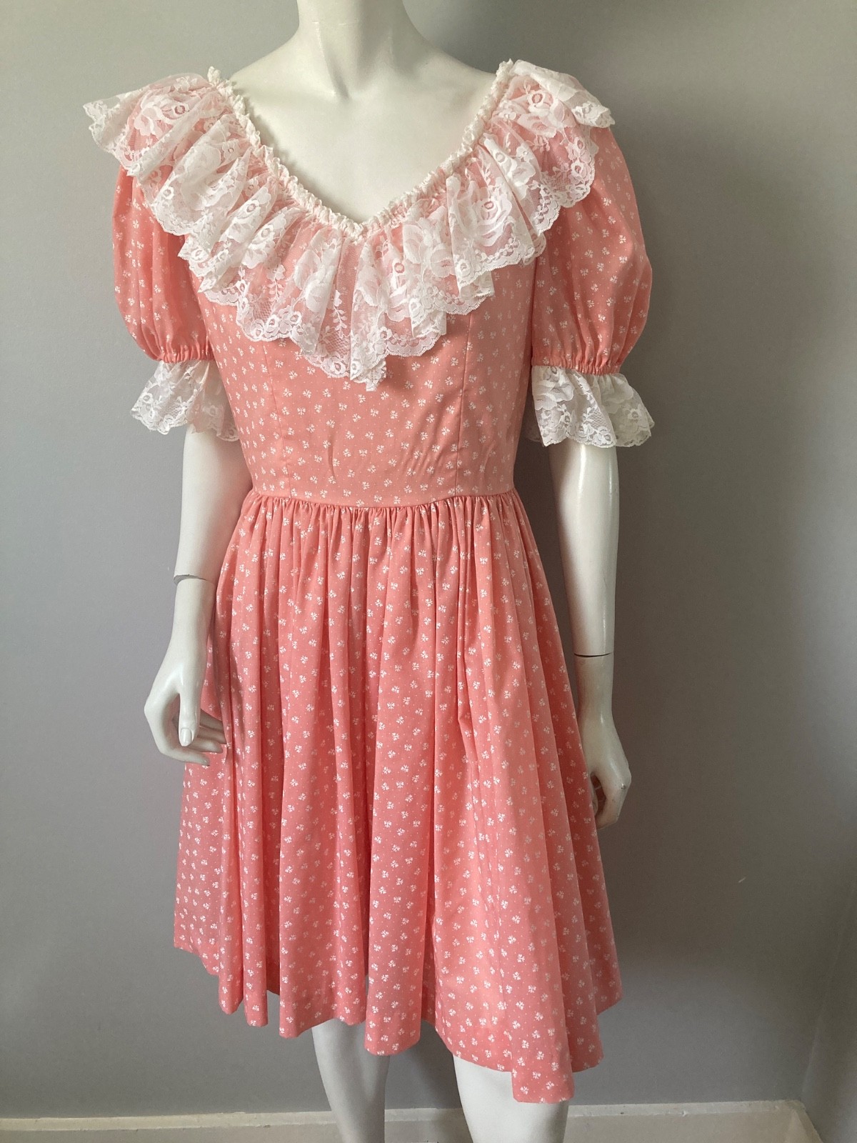 Vintage Ruffle Square Dance Dress Rockabilly Prairie Med