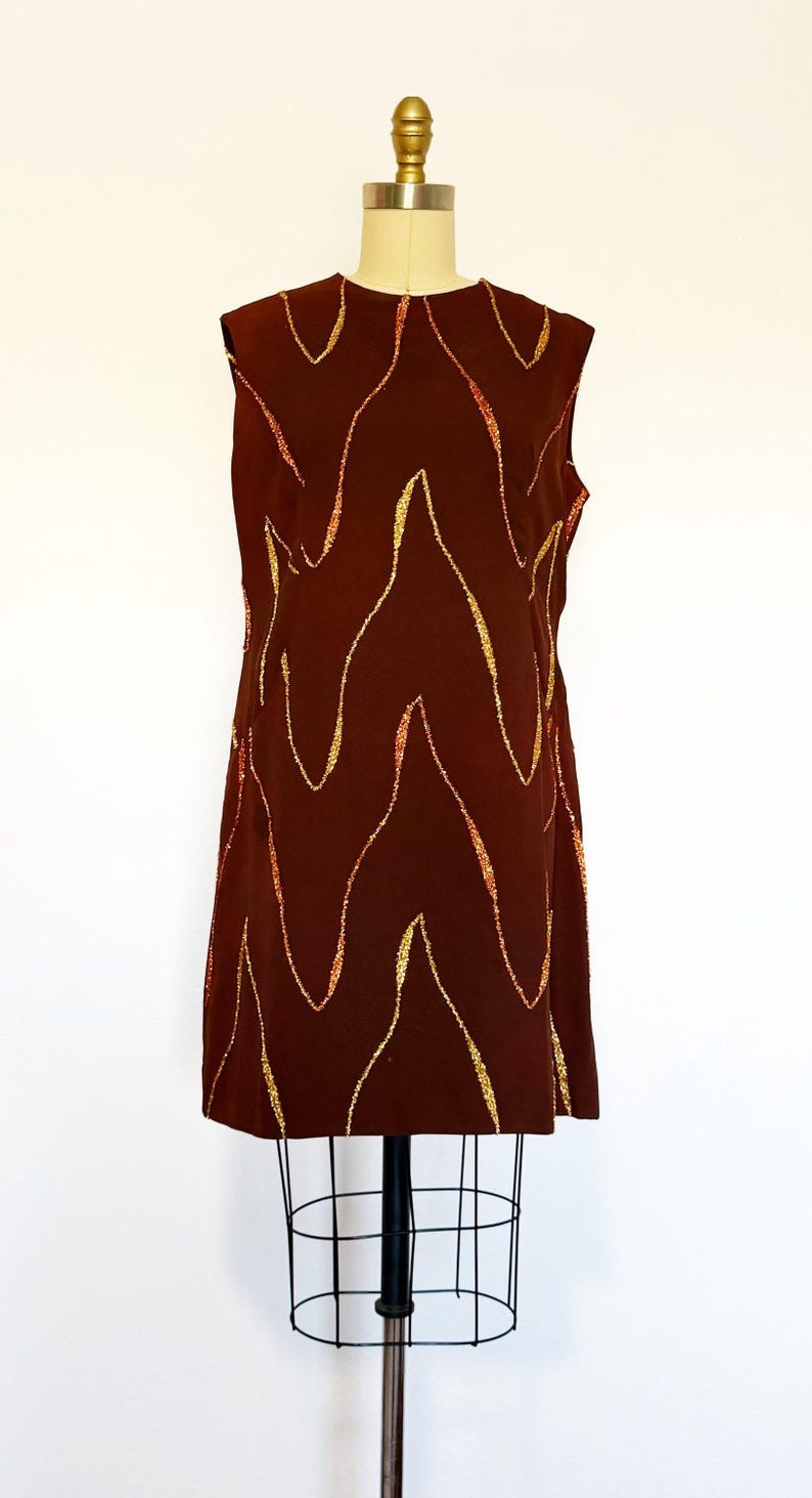 1960s Dress / 1960s Party Dress / 1960s Cocktail Dress / Size Large