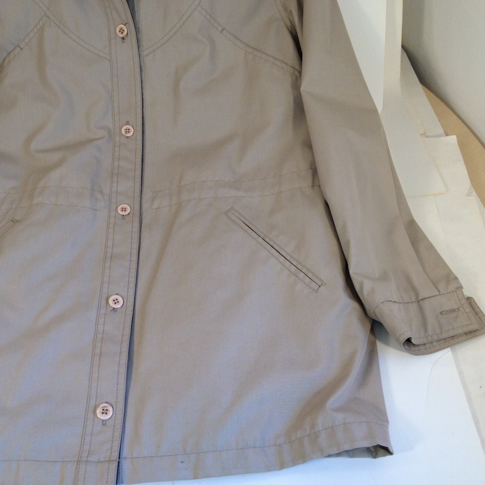 Vintage Womens London Fog Tan Jacket Coat Removable Lining Water Resistant Sz 16