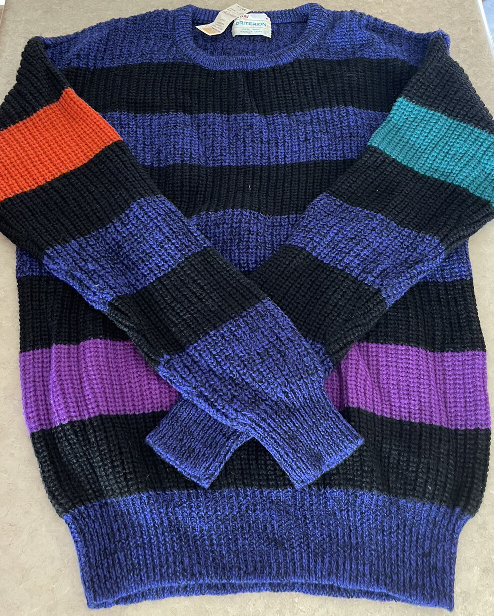 Vintage Arrow Criterion 100% Wool Sweater Crew Neck Multicolored Women’s M NWT