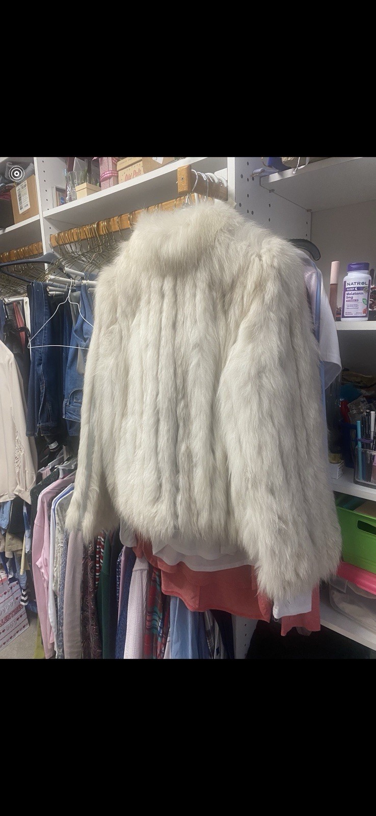 Saga Fox Women’s Vintage White Fox Fur Coat Size M Regular Elegant Outerwear