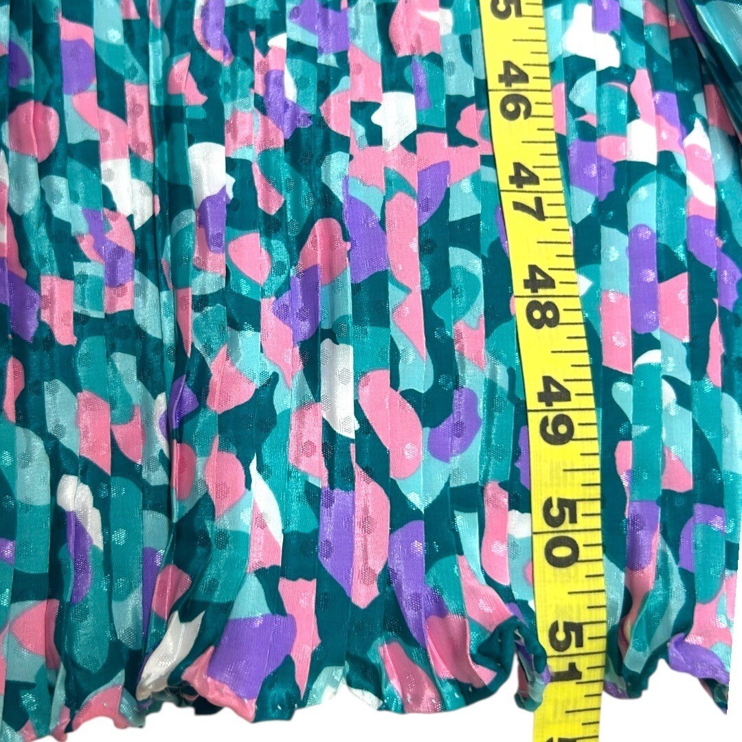 VTG Neiman Marcus Susan Freis Ruffle Collar Pleated Long Sleeve Dress Size Large