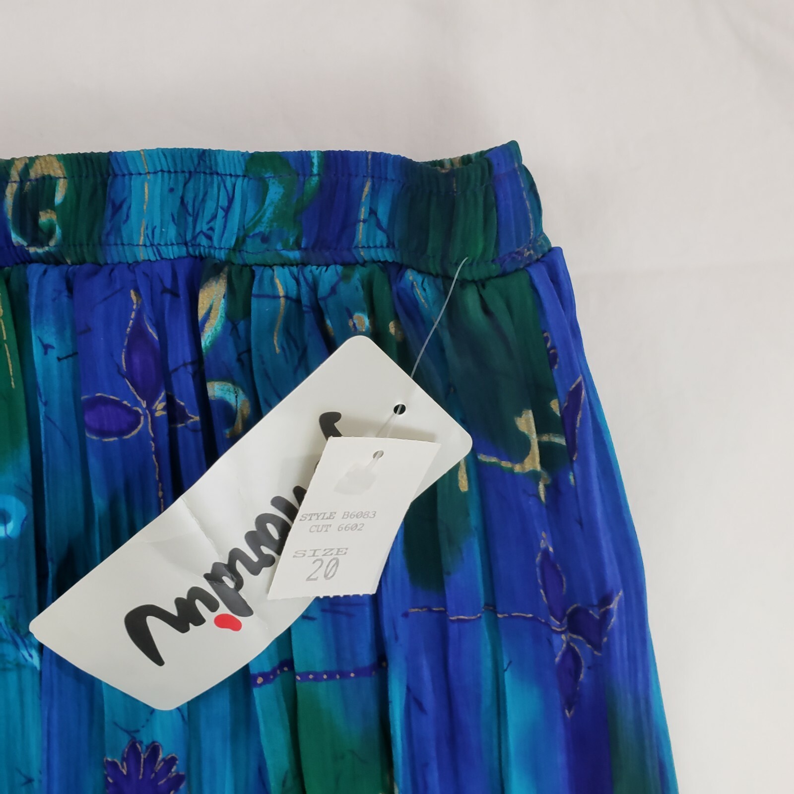 Vintage NWT Jo Hardin Skirt Sz 20 Pleated Women’s Maxi Stretch Blue Floral Bold