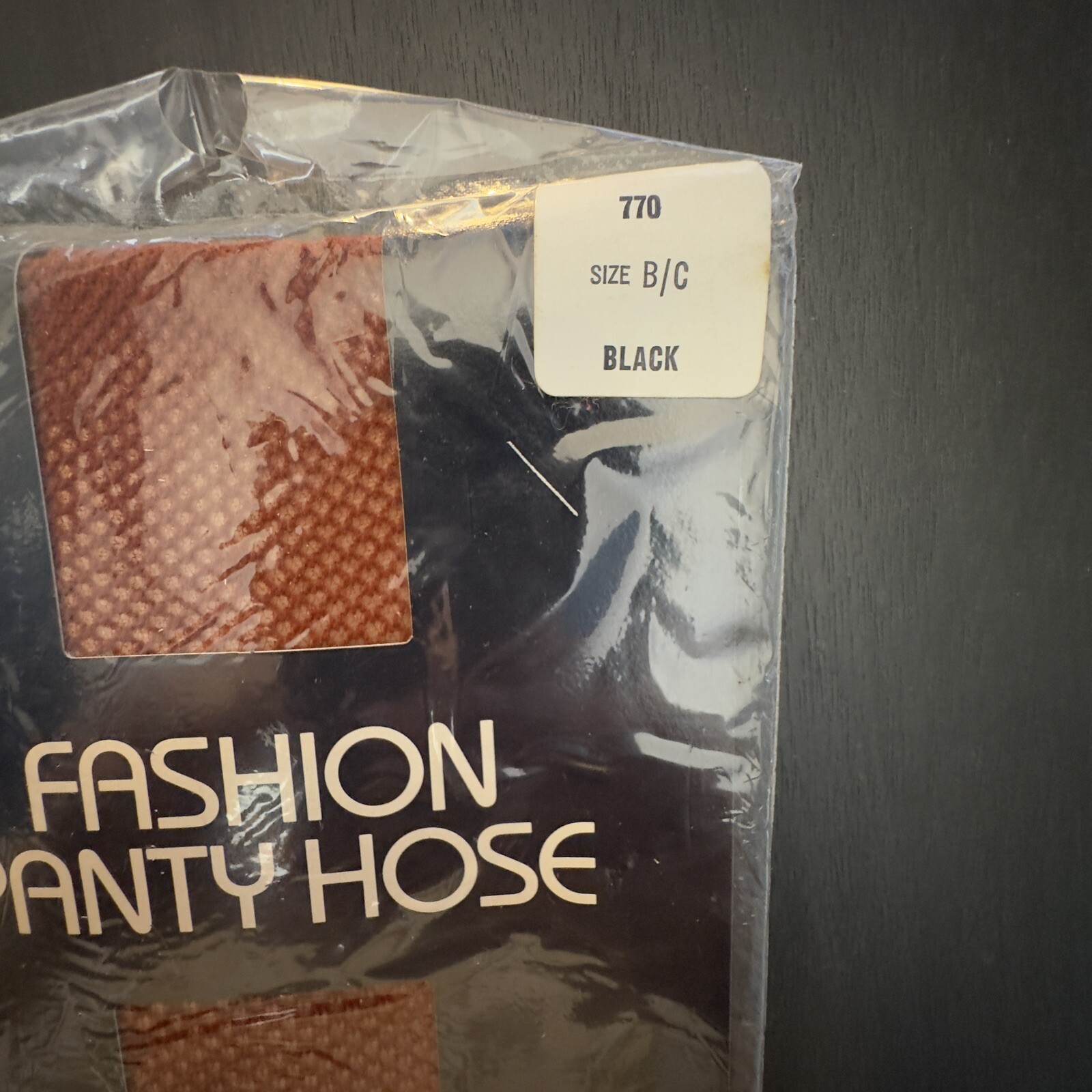 VTG 80s Fashion Fishnet Dot Pantyhose Deep Red/ Maroon Size B/C