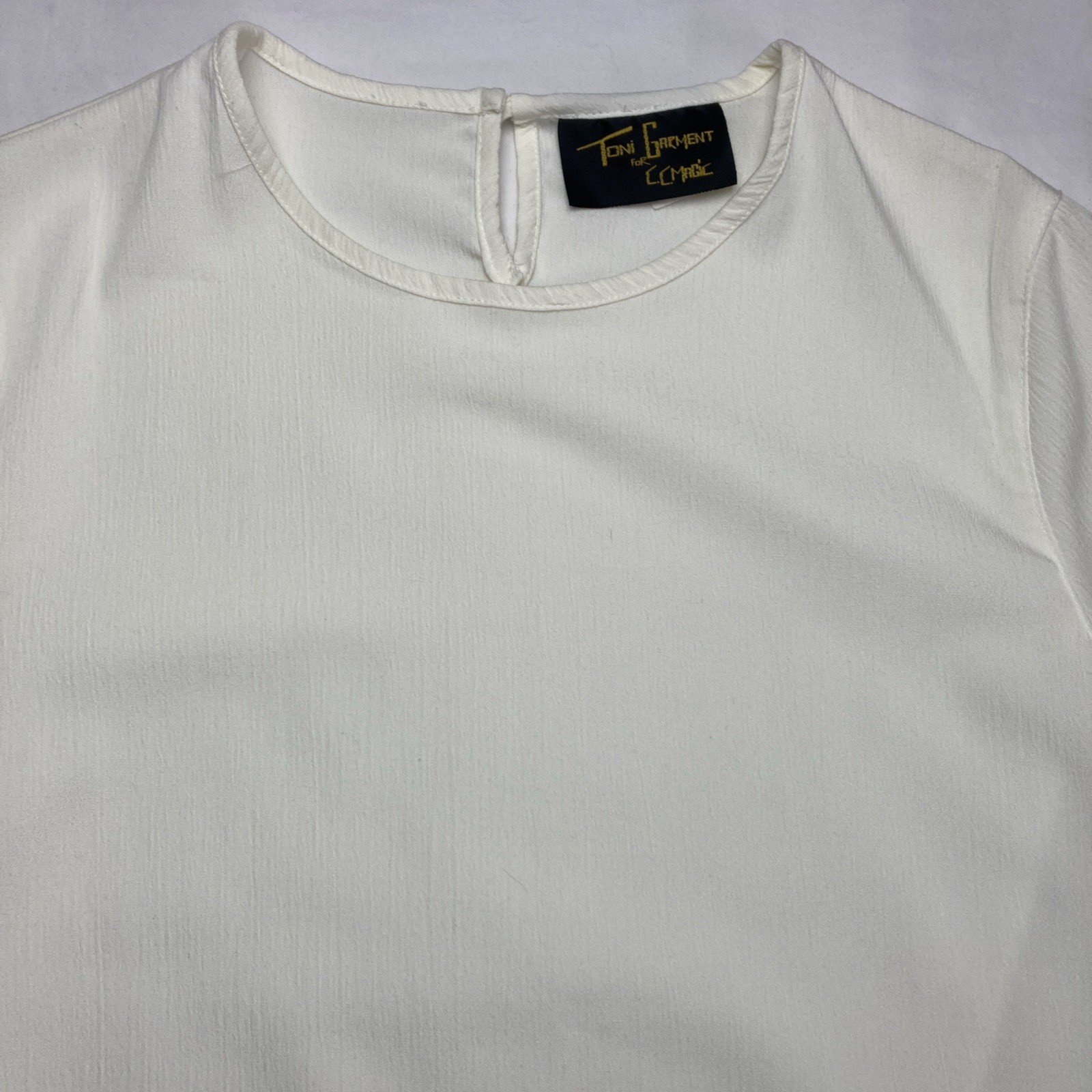 Toni Garment for CC Magic Vintage Keyhole Blouse Ivory Size SMALL