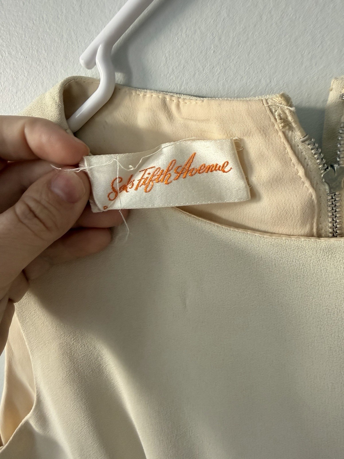 Saks Fifth Avenue 1950’s Cream Dress With Button Accents Small Zipper Back