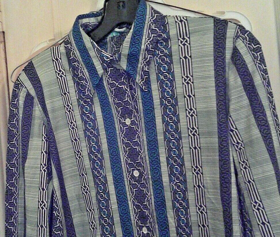 Vintage 1970s MOD McMullen geometric stripe button down Shirt Blouse size 10