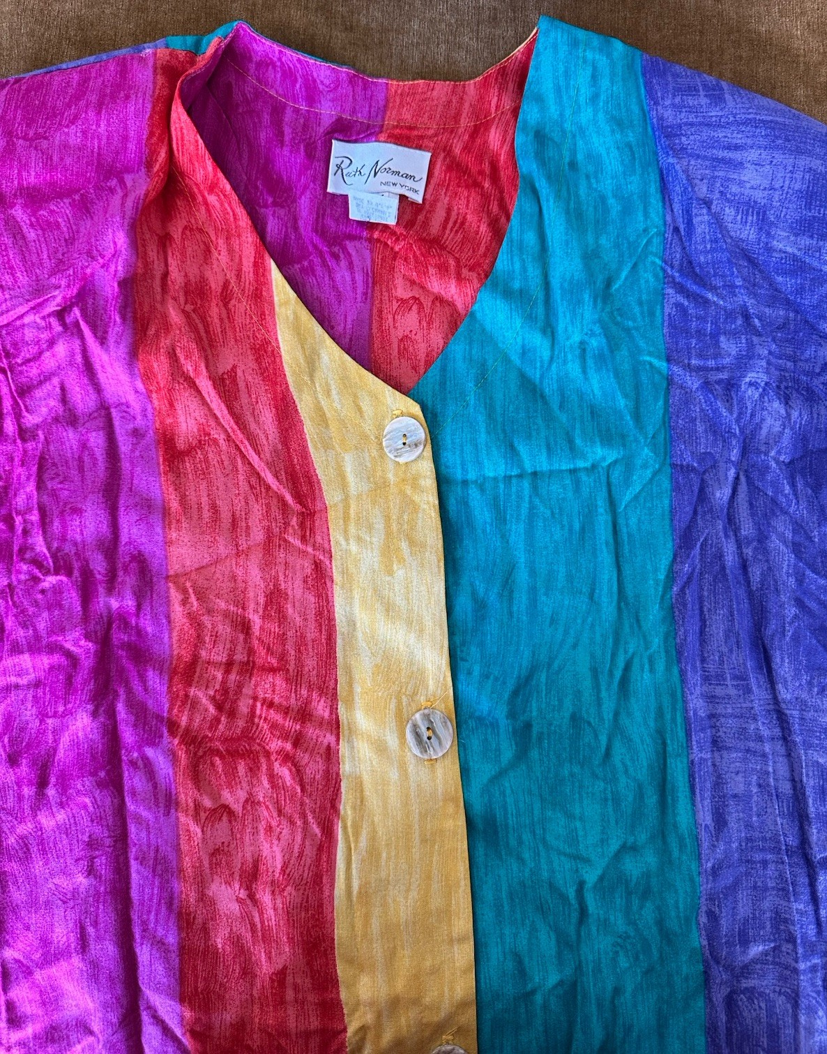 NEW Ruth Norman Caftan Plus Size Dress 1X Striped Button Up Pool Cover Up Tags