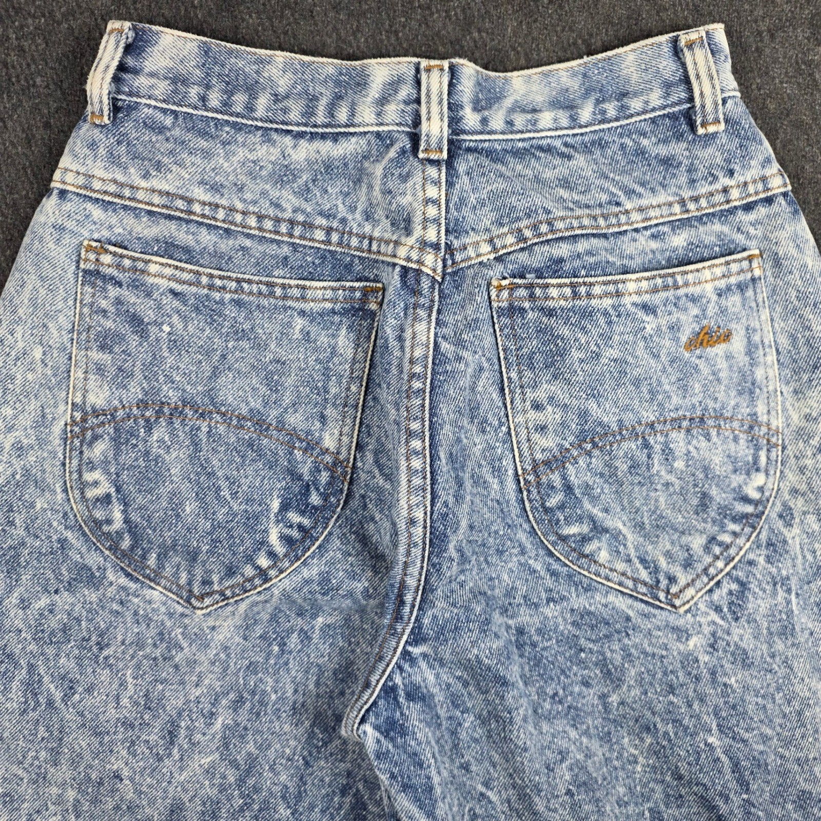 Chic Jeans Women 12P Blue Acid Wash Vintage High Waisted Tapered Mom Denim