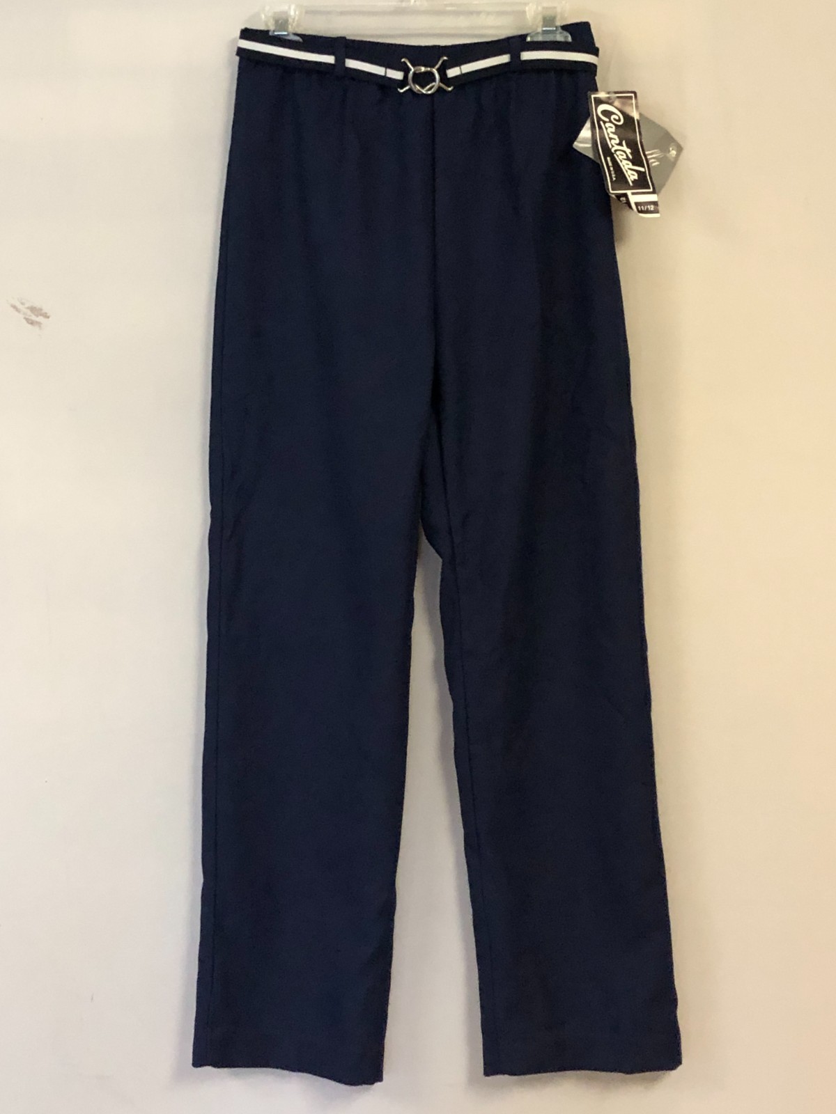 Vintage 70s Cantada Navy Blue Polyester Pants Size 28″-30″ Waist x 29″ Inseam