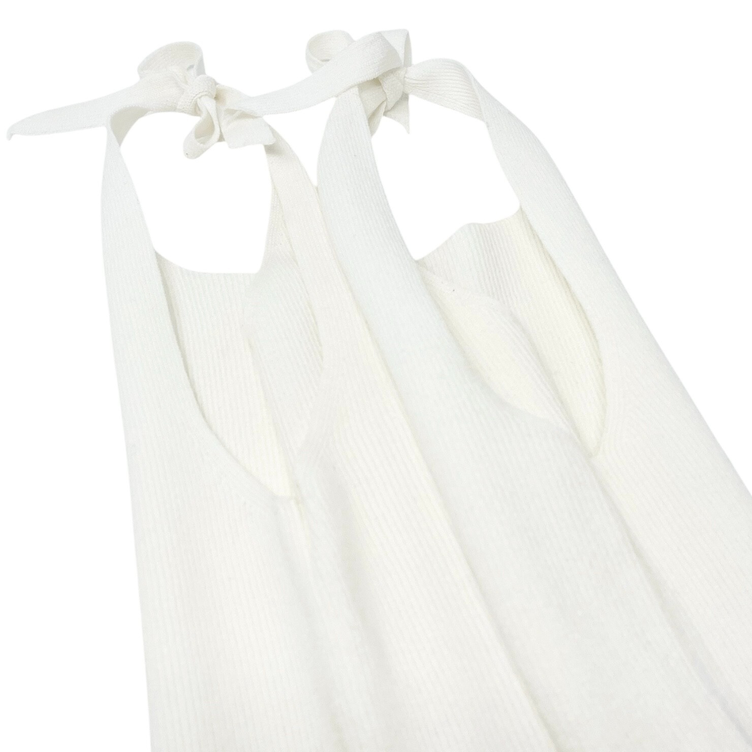 CHANEL Vintage 05P CC Mark Logo Rib Knit Tank Top #38 Sleeveless White Cotton