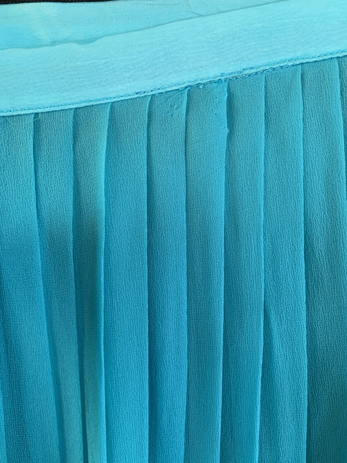 Vintage 1960s Silk Pleated Sheer Knee Length- Teal Blue