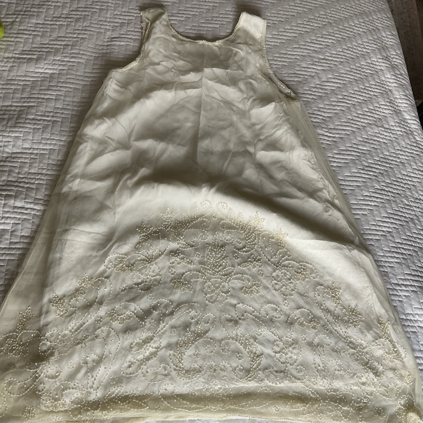 Vtg Wedding Bridal Shift Nightgown Swing Lace Tulle Size M? Handmade Unbranded