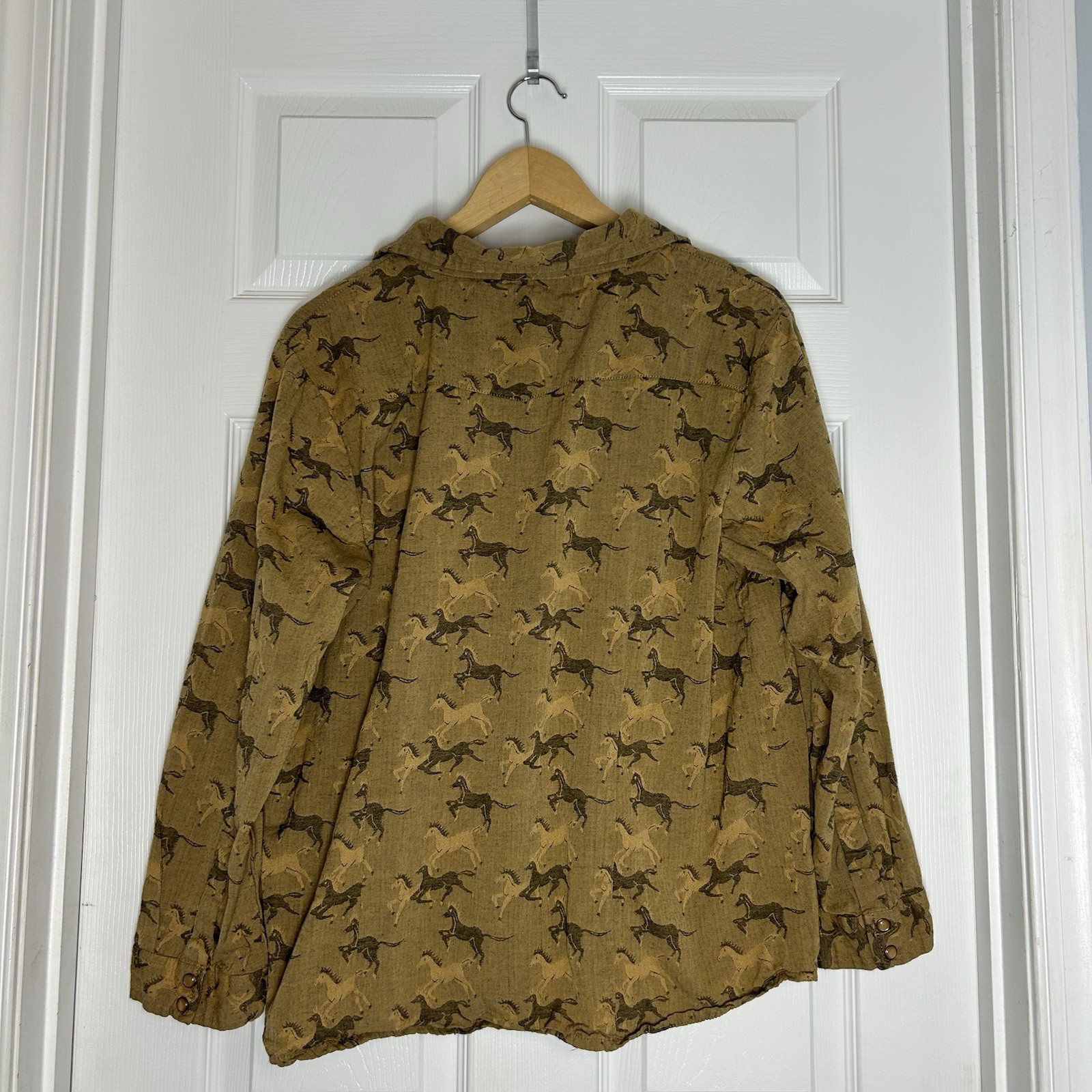 Vintage Keren Hart XXL Top Horse Pearl Snap Long Sleeve Ranch Western Shirt