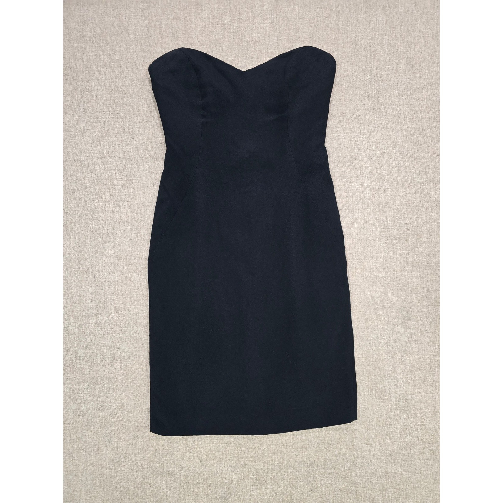 Vintage Black Strapless Sweetheart Cocktail Dress Sheath Midi Made in USA Size 8