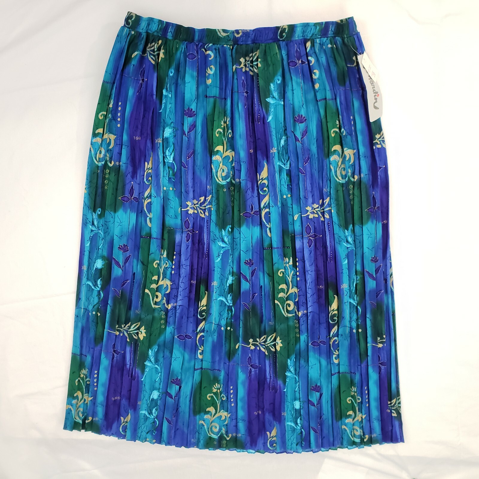 Vintage NWT Jo Hardin Skirt Sz 20 Pleated Women’s Maxi Stretch Blue Floral Bold