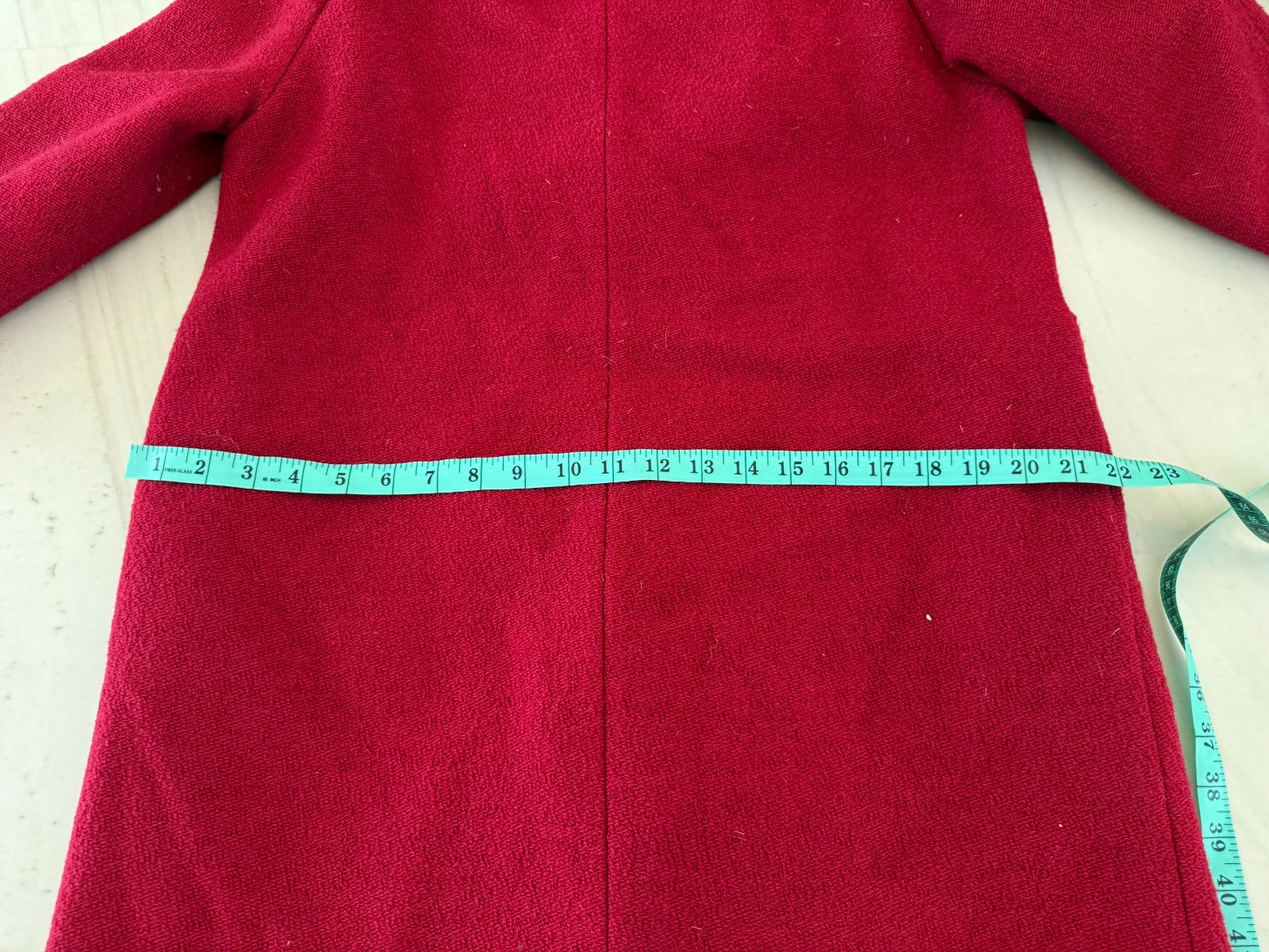 Vintage 1950s Shagmoor Cordonnet Bouclé Red Wool Swing Coat w/ Real Fur Collar