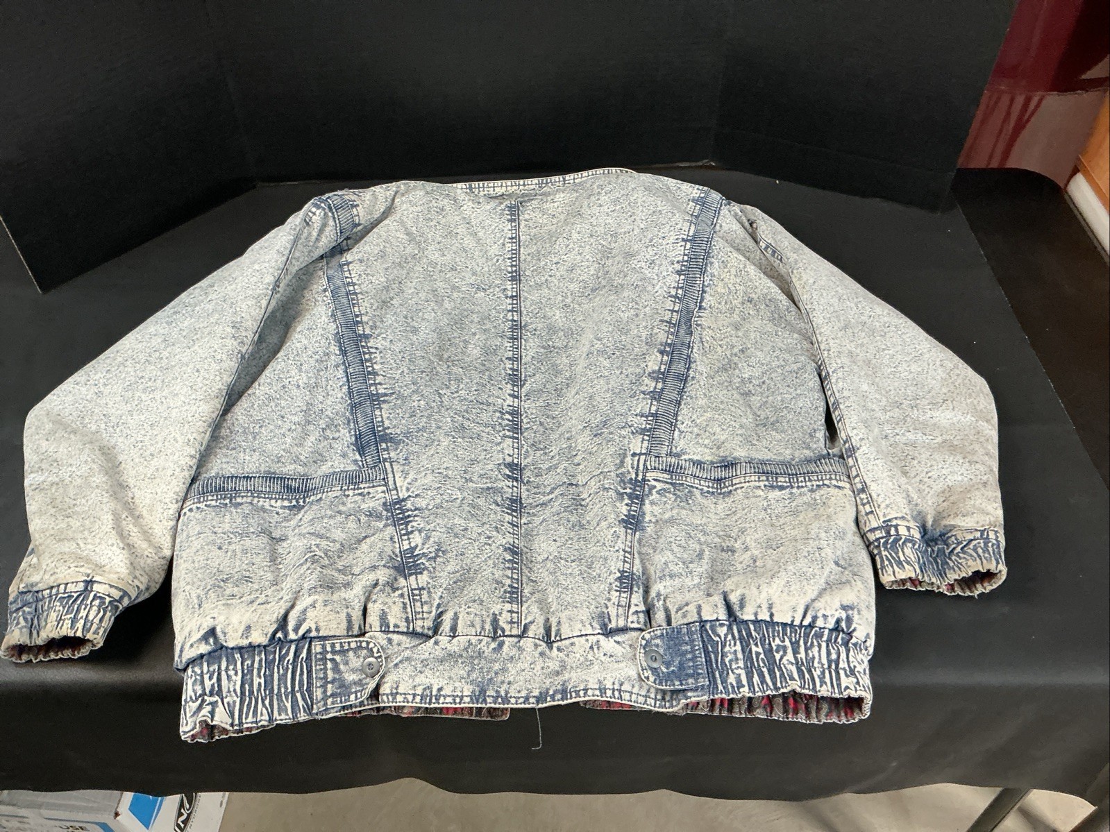 Vintage 80’s East West Acid Stone Wash Denim Coat Blue Jean Jacket Women’s Med