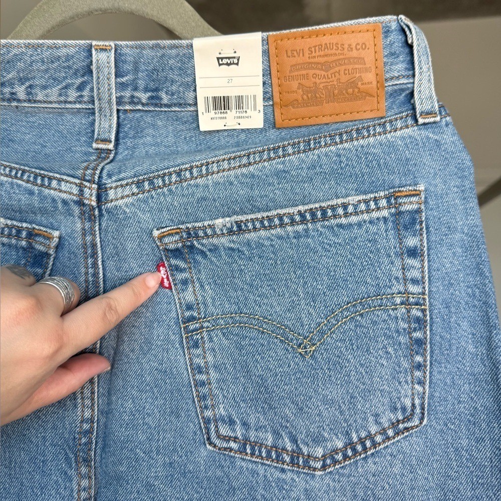 Levi’s Premium Blue Denim Maxi Skirt Size 27 Grunge Y2K 2 tone Side Slit NWT