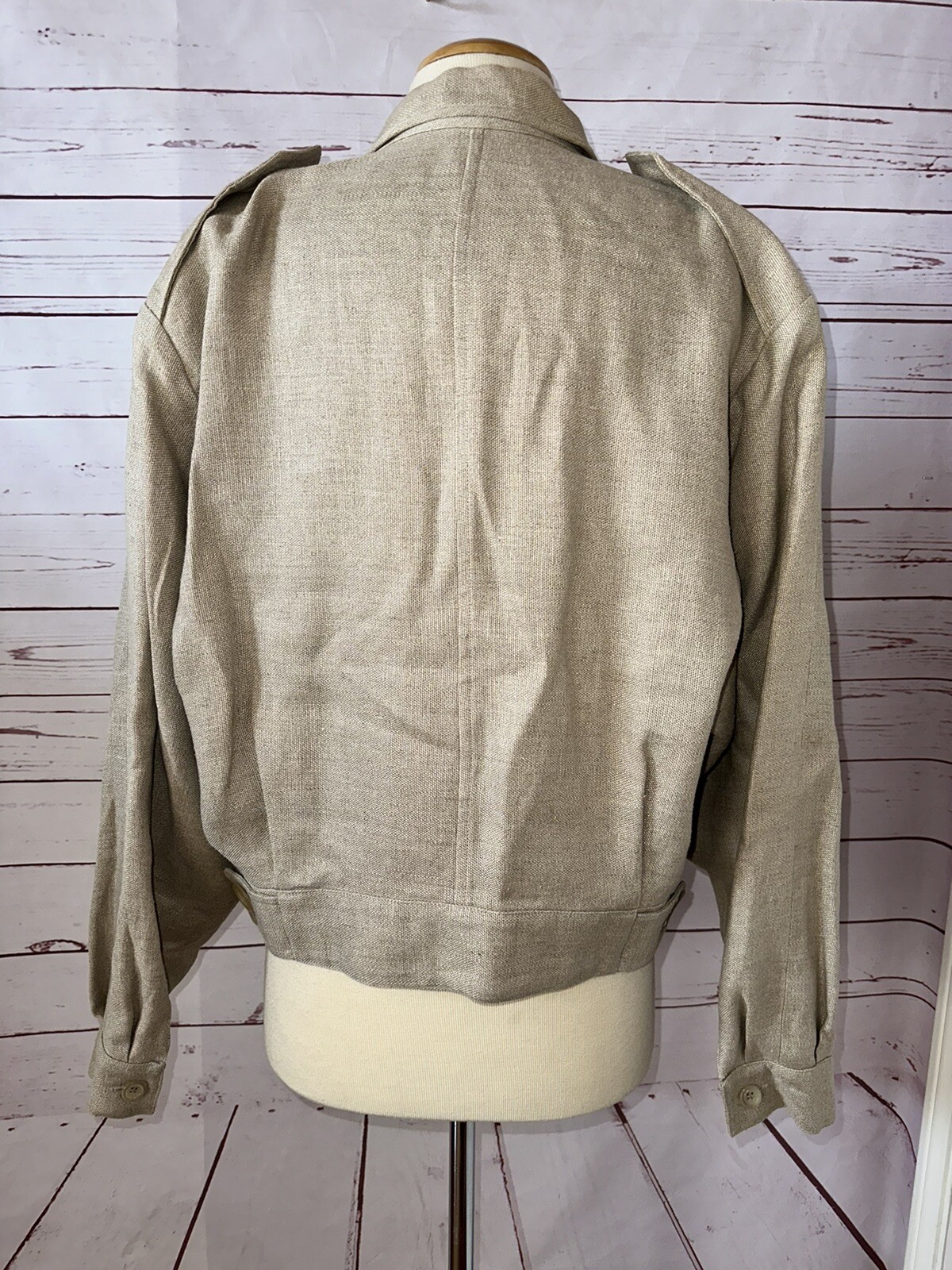 Vintage AMEN WARDY Made In France Size 42 Khaki Tan Knit Jacket 70s 80s Retro