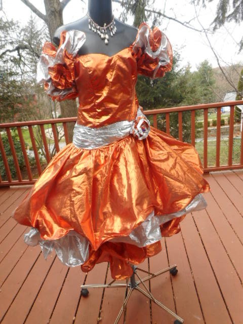VINTAGE 1980s 80s prom dress TOTAL WILD CHILD METALLIC S rare piece