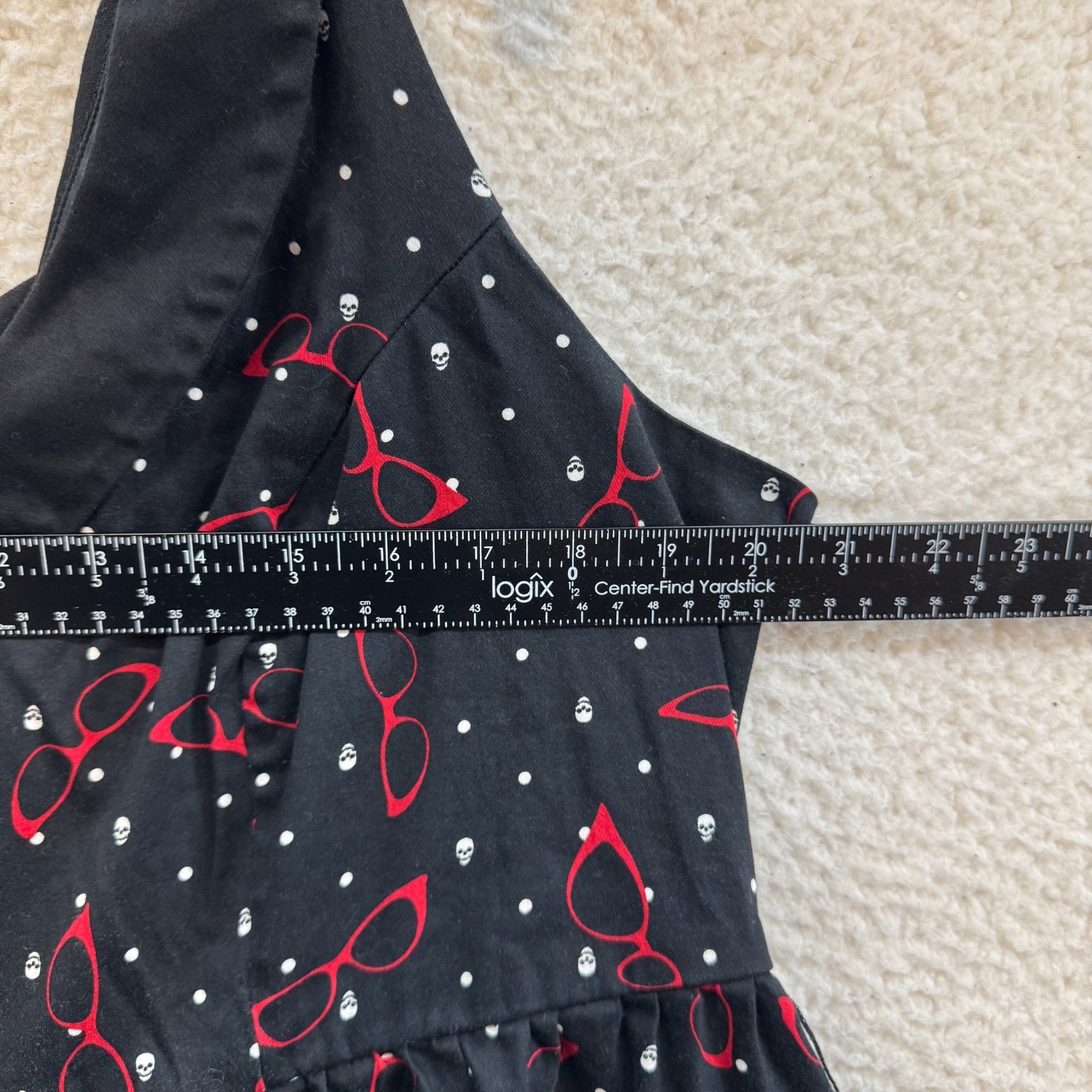 Y2K Vintage Midi Dress 18 XL Black Skull Polka Dot Goth Teacher Rockabilly Retro