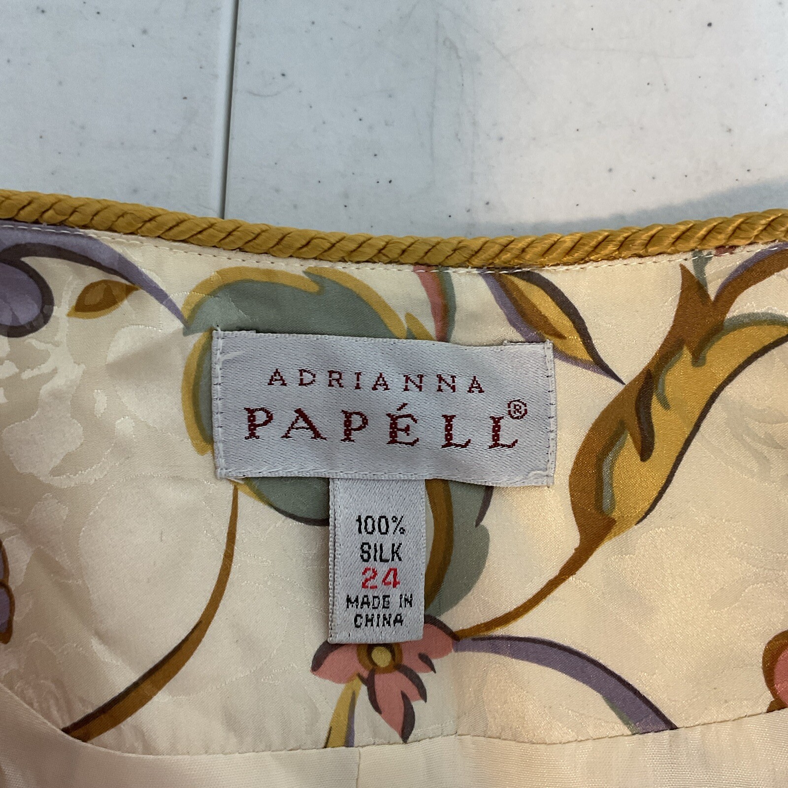 VTG Adrianna Papell Champagne Paisley Silk Formal Evening Skirt Suit PLUS 24W