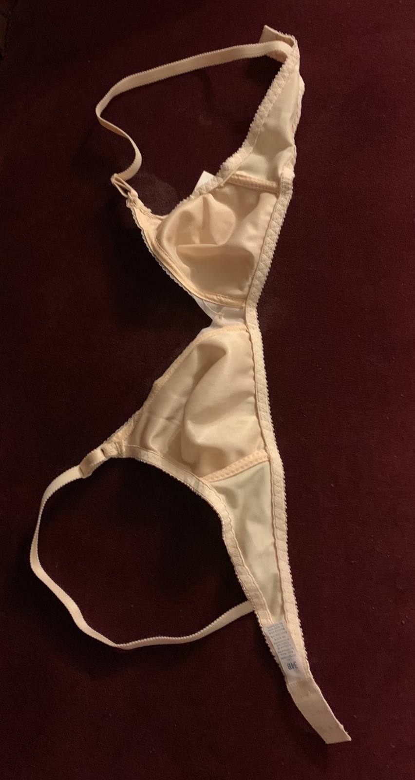 Vintage Bra Smooth Beige Lined Seamless Nude Polyester Adjustable 1970s NEW 34B
