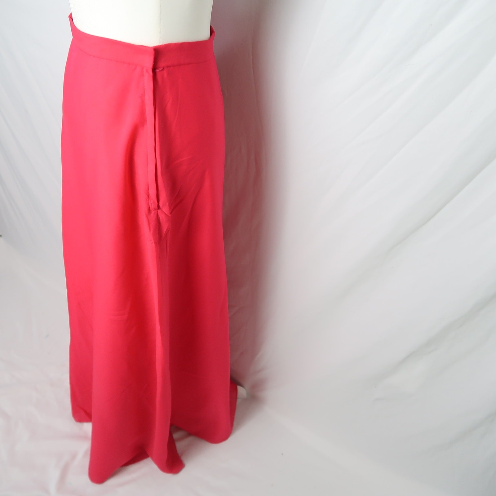 Vintage 70s Malbe hot pink full long formal maxi skirt 27″