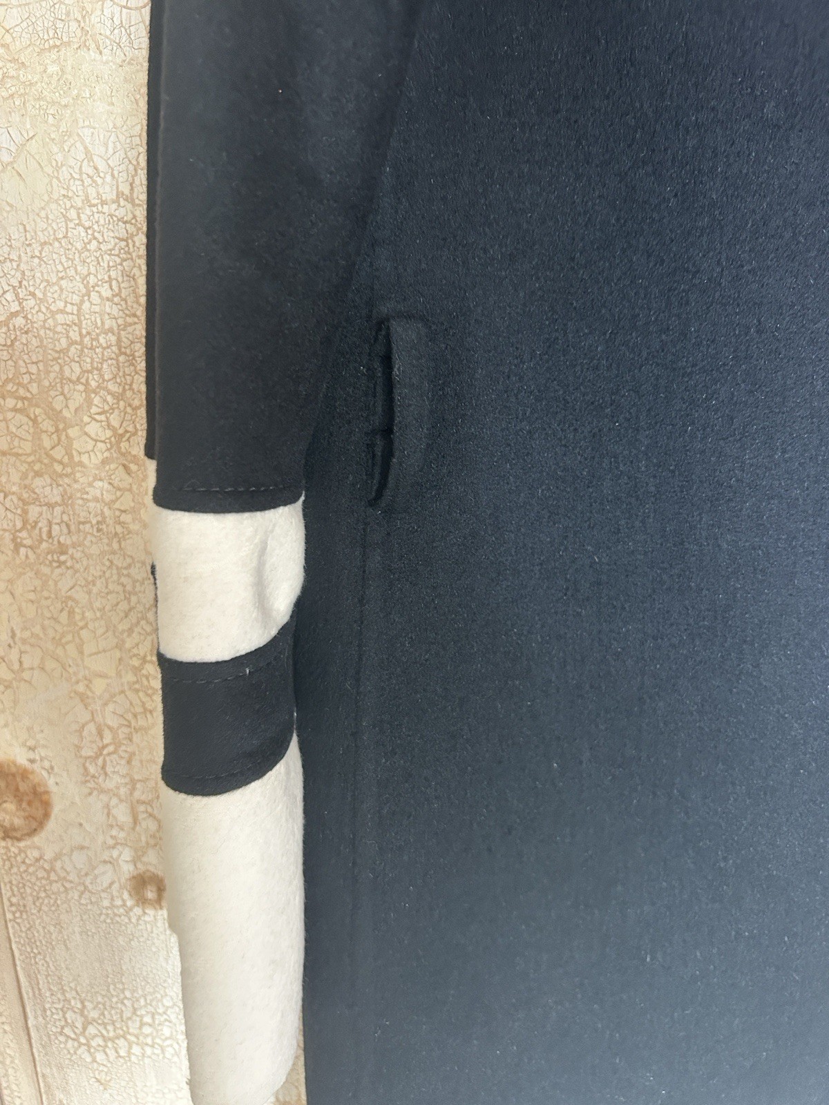 Valentino Virgin Wool Cashgora Colorblock Coat Black Ivory VTG Made In Italy