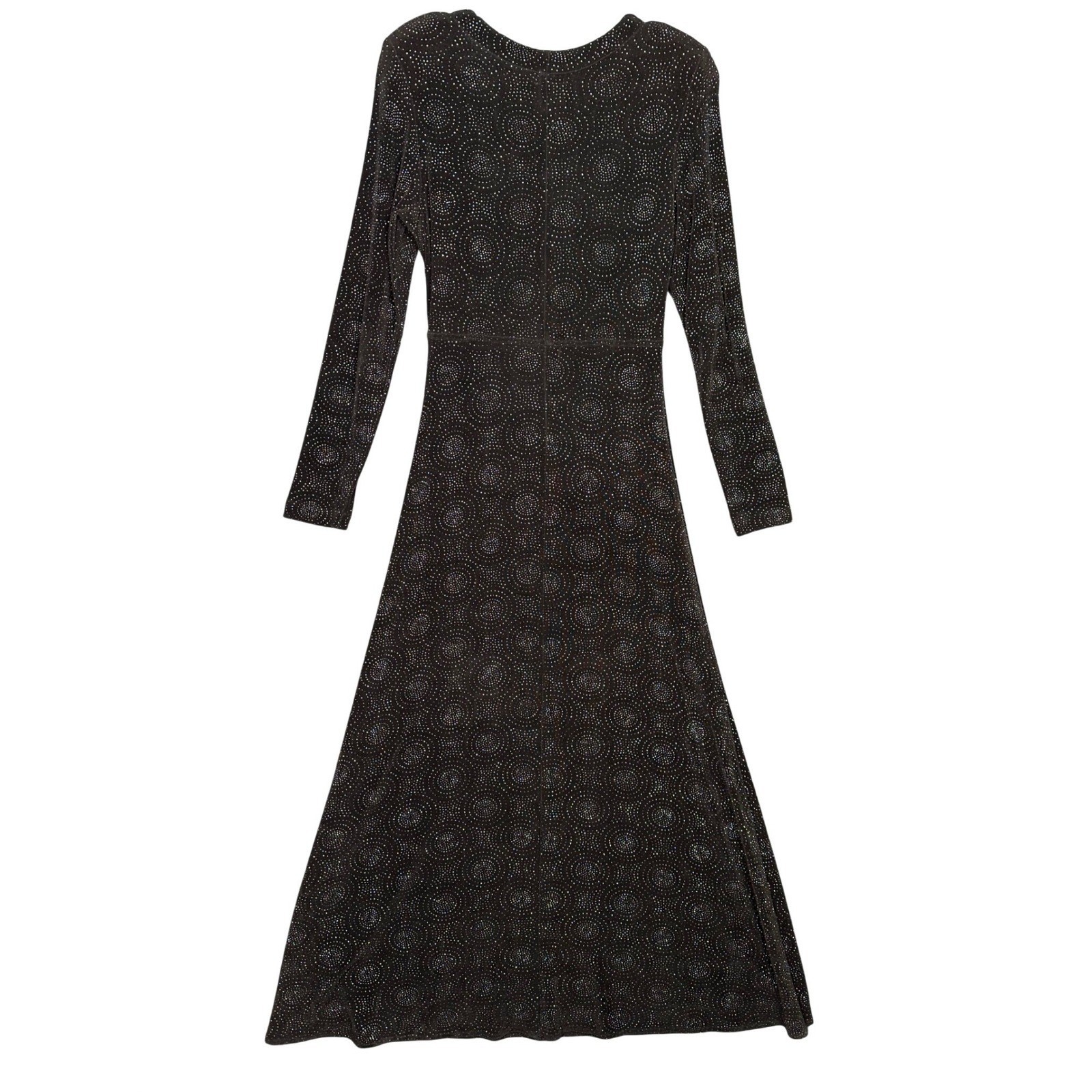 Rabbit Designs Womens Vintage Shimmer Glitter Maxi Dress Black 10 Whimsigoth Y2K