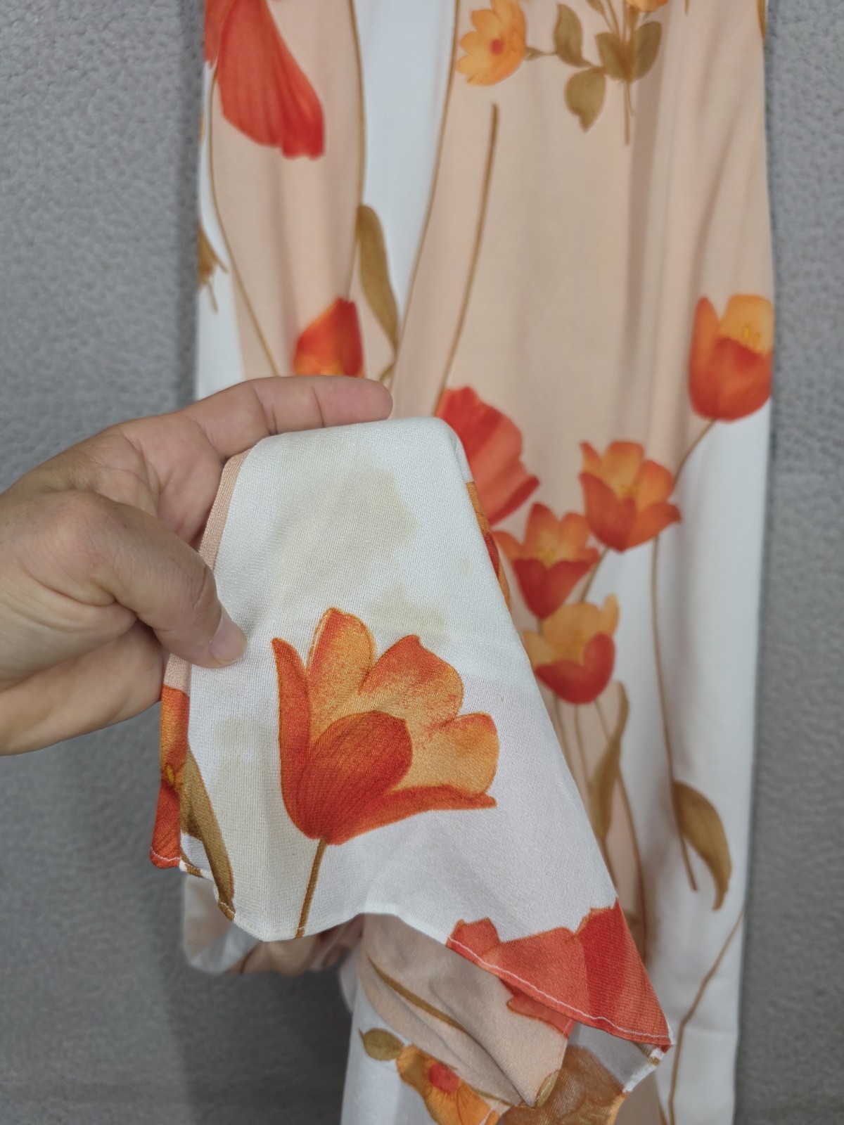 Vintage Hawaiian Maxi Dress S Small Vogue Paris Original Orange Floral Print