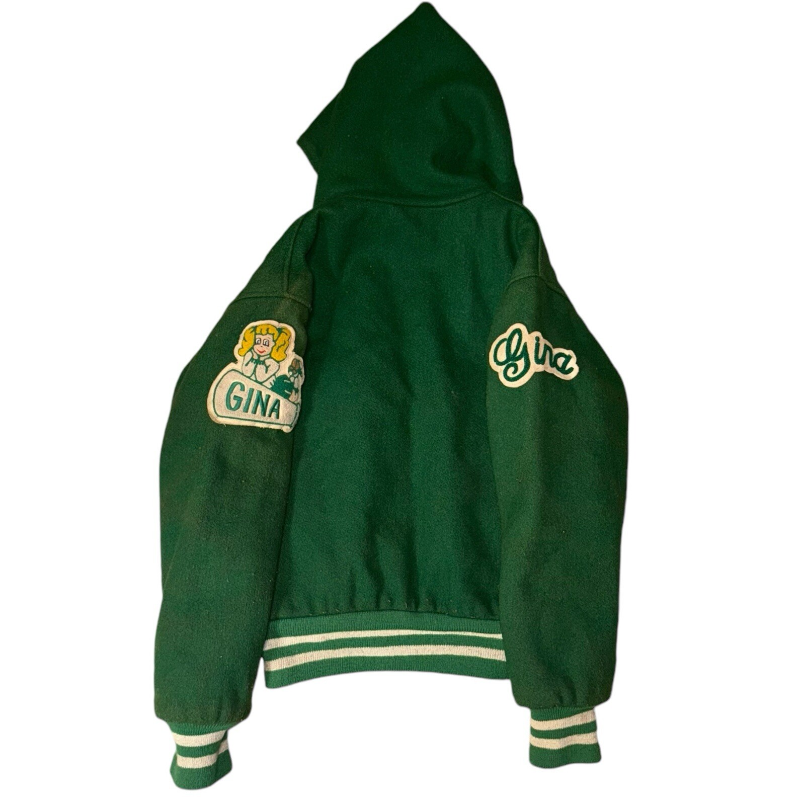 Vintage Fordham Cheerleading Gina Varsity Jacket Womens 36 Green Wool Chenille