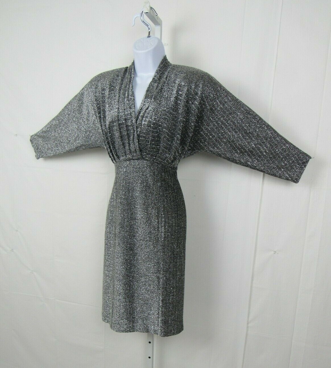 VTG NAFTA-LINE PARIS SILVER SPARKLING DRESS SIZE 38 FRANCE 8 / MED U.S. LINED