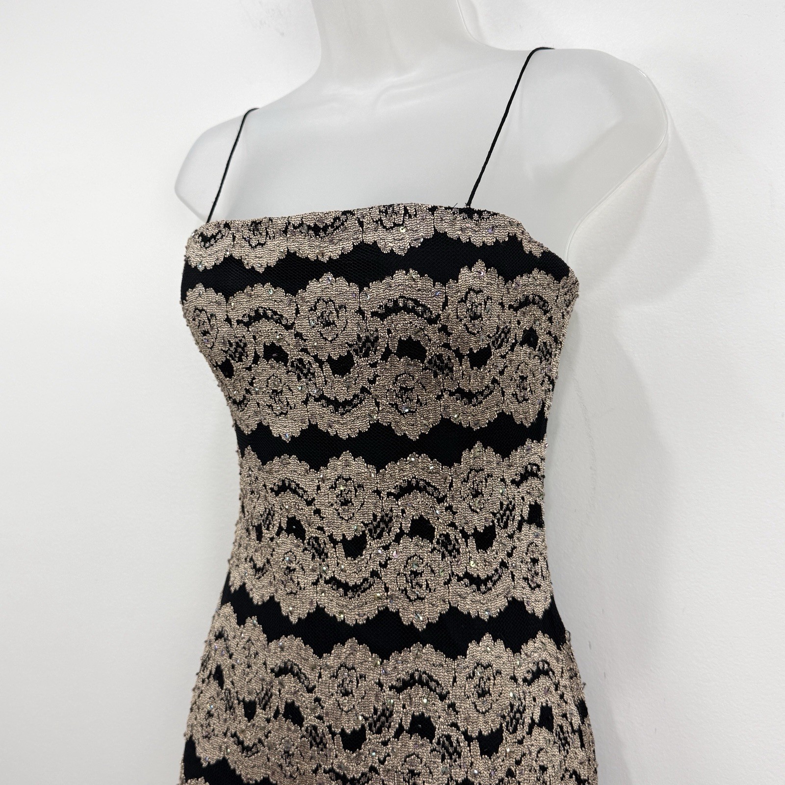 VTG 90s Cache Whimsigoth Dress Womens 4 Sequins Lace Fairy Grunge Maxi Event