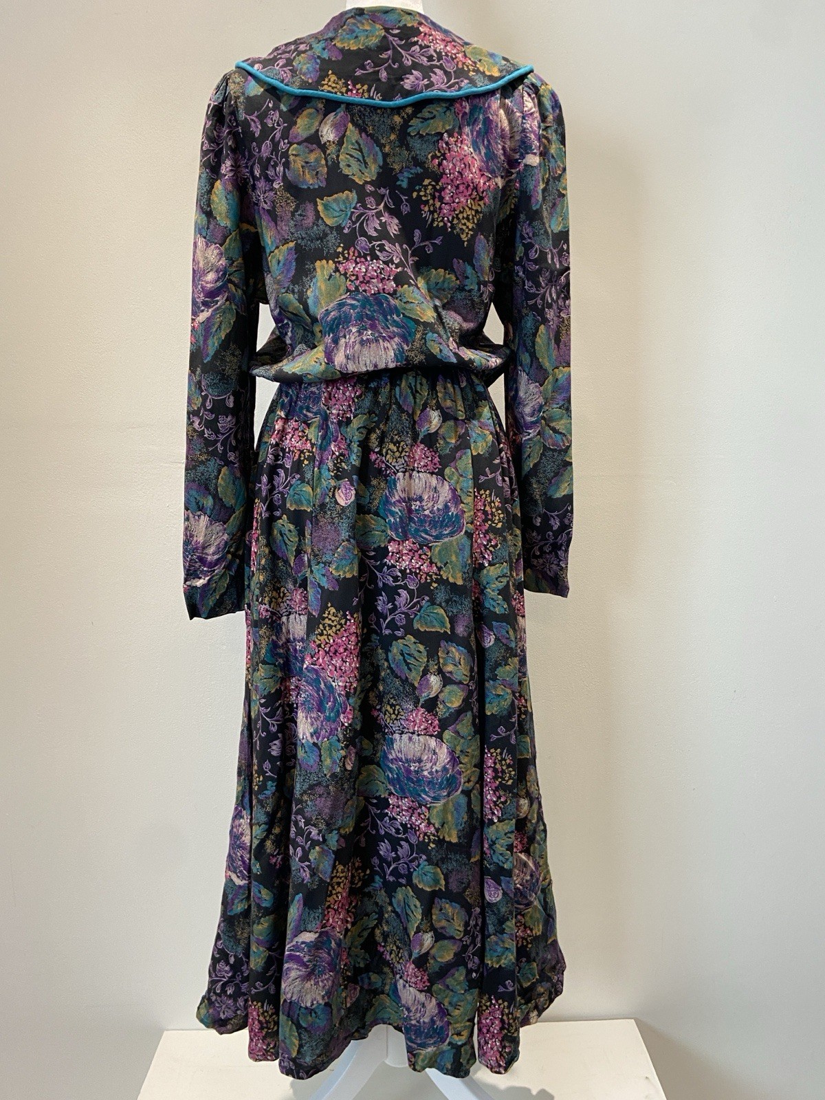 Vintage 1980’s Womens Prairie Cottagecore Turquoise Multicolor Dress Size S