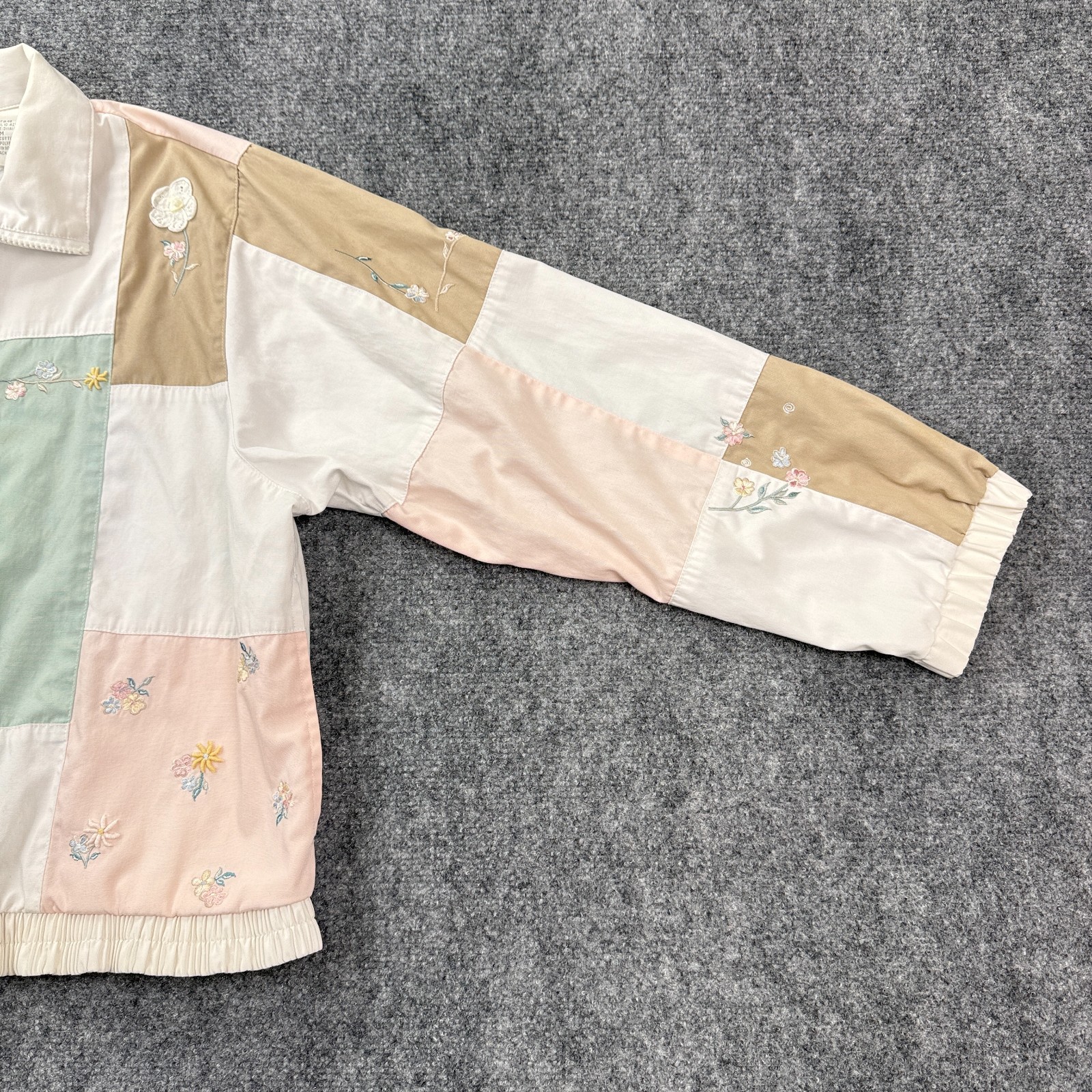Vintage Koret Francisca Womens Jacket Size M Floral Patchwork Embroidered Zip